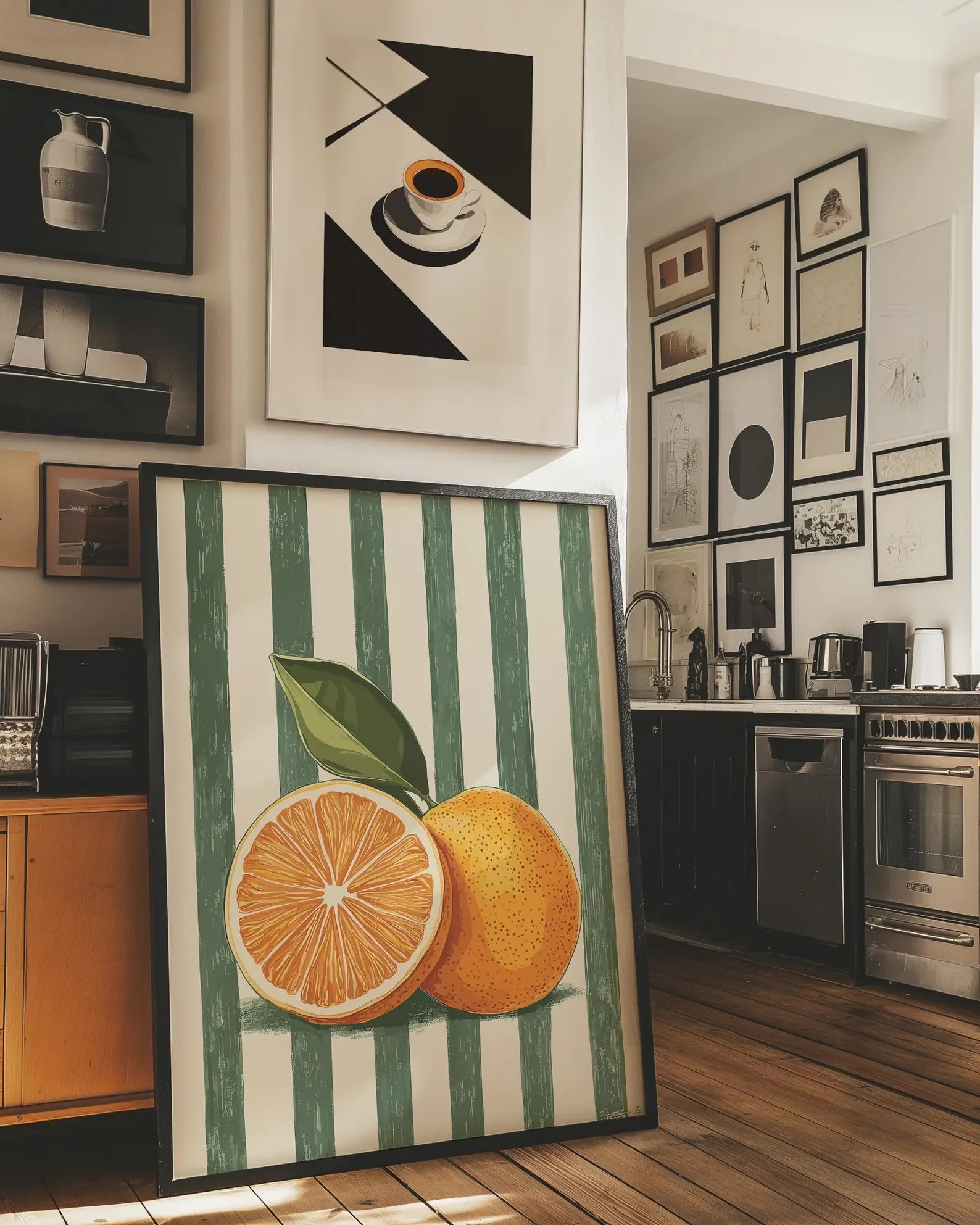Décor mural orange, Affiche de fruits orange, Peinture murale de cuisine de ferme, Impressions de cuisine, Art culinaire tendance, Art de cuisine rétro, Frui