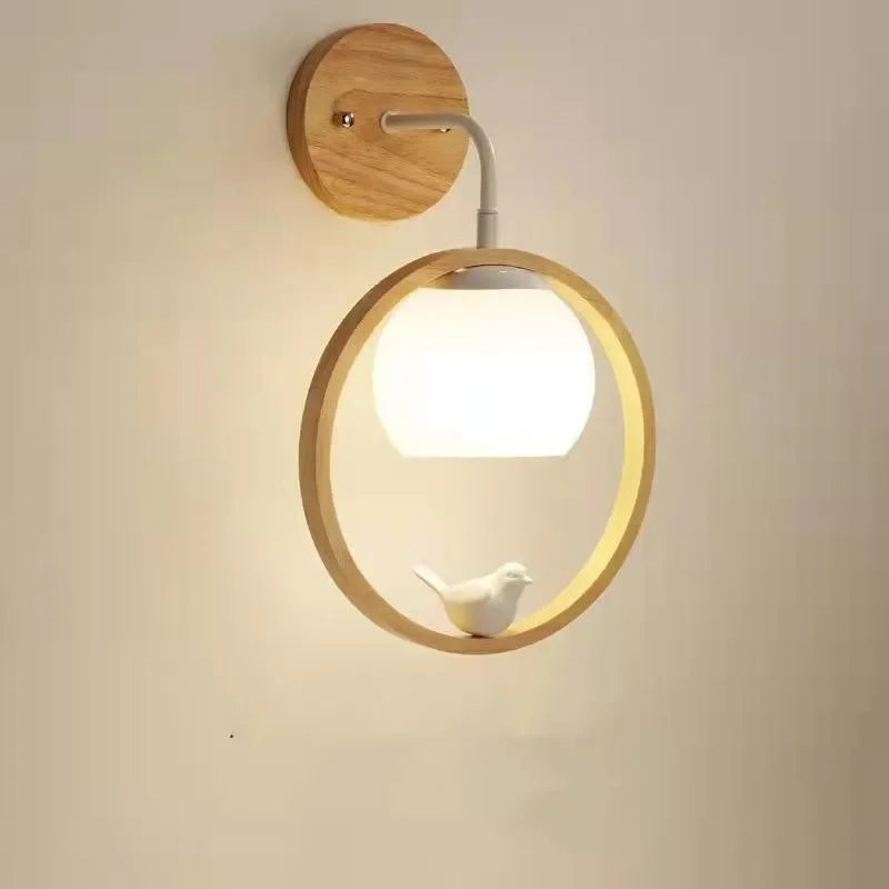 Suspension japonaise en bois, luminaire de chevet pour chambre à coucher, bar de cuisine, lampe à suspendre avec décoration oiseau en résine, pour escalier, porche, livraison directe.