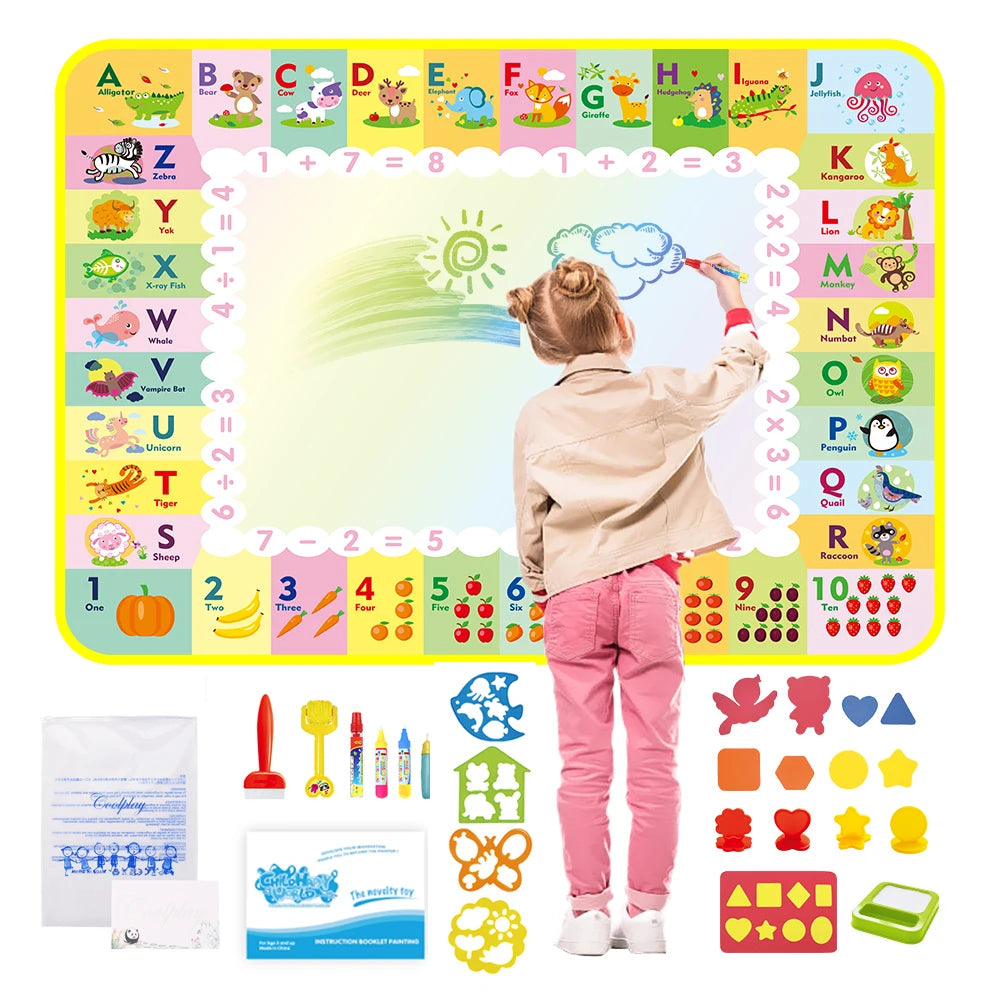 Alfombrilla mágica para dibujar con agua, alfombrilla de garabatos para colorear con bolígrafos mágicos, juguetes educativos, tablero de pintura, juguetes Montessori para regalos de niños