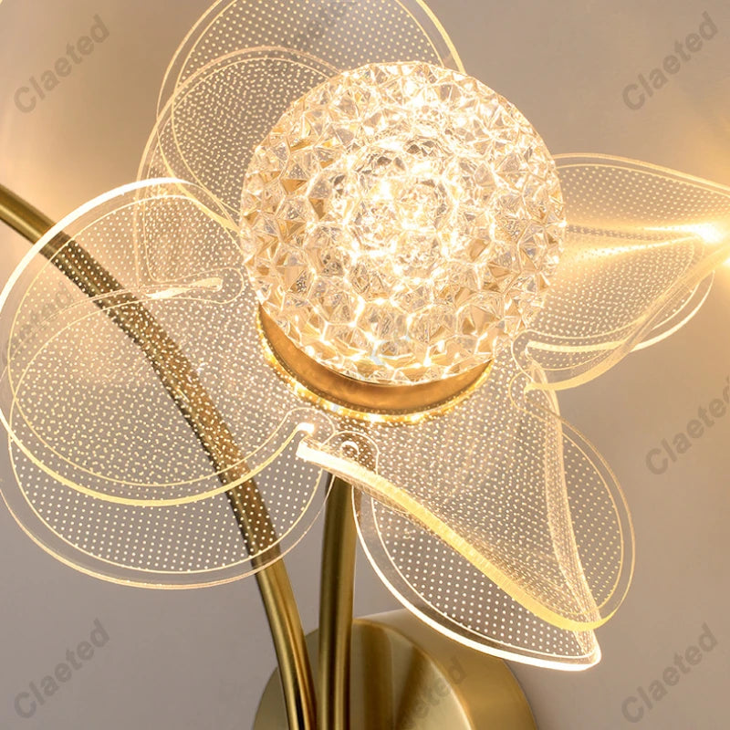 Flower Led Wall Lamps for Living Room Bedroom Bedside Sconce Light Modern Hallway Restaurant Background Decoration Lighting Deco