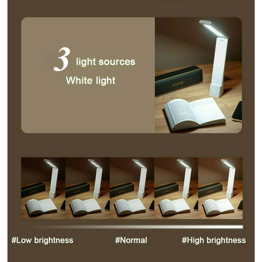 Lampe de bureau pliante LED tactile 3 couleurs, variateur, rechargeable et filaire, protection oculaire, lampe de table d'apprentissage, veilleuse de chevet de chambre