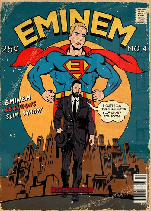 Rapper Singer Eminem Comic Covers Poster Canvas Printing Music Singer Rap Pop Wall Art Decor Fans Room Home Aesthetic Decoration