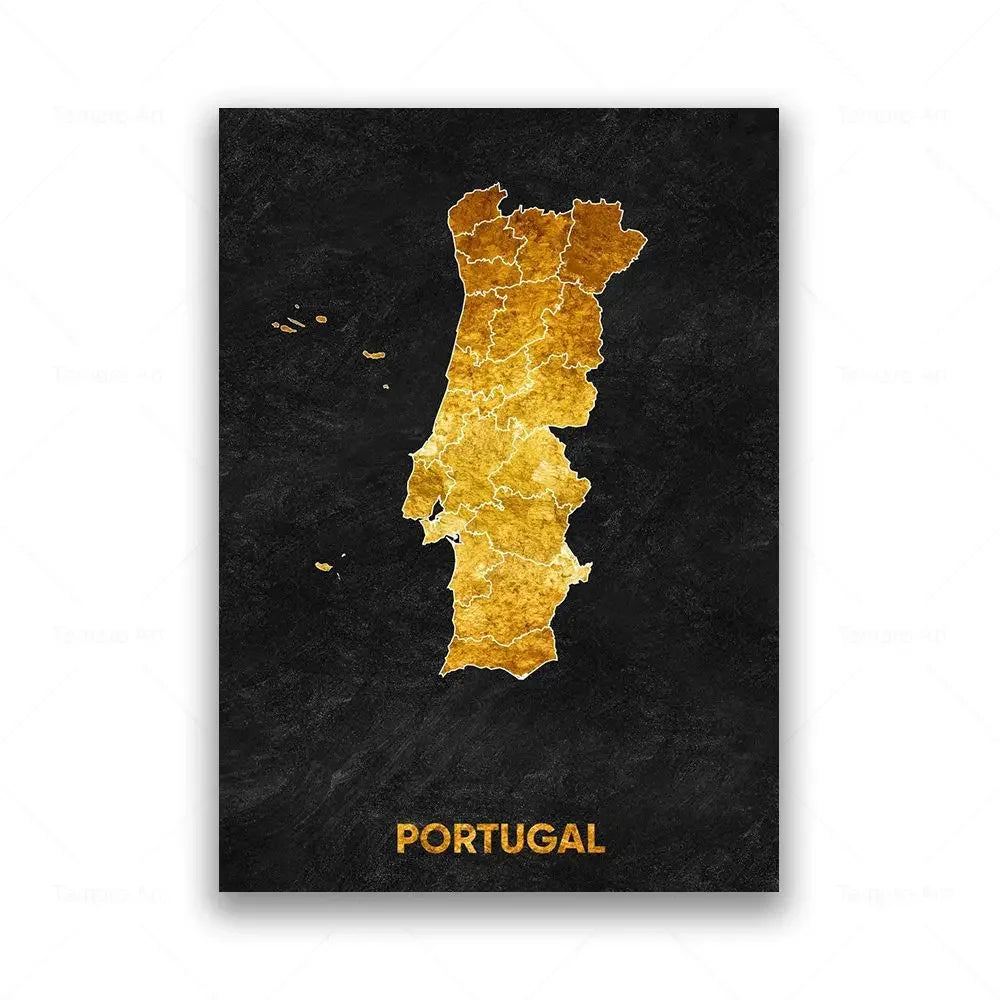 Classic Abstract Wall Art Black Gold Lebanon Country Map HD Canvas Print Poster Home Living Room Bedroom Decoration