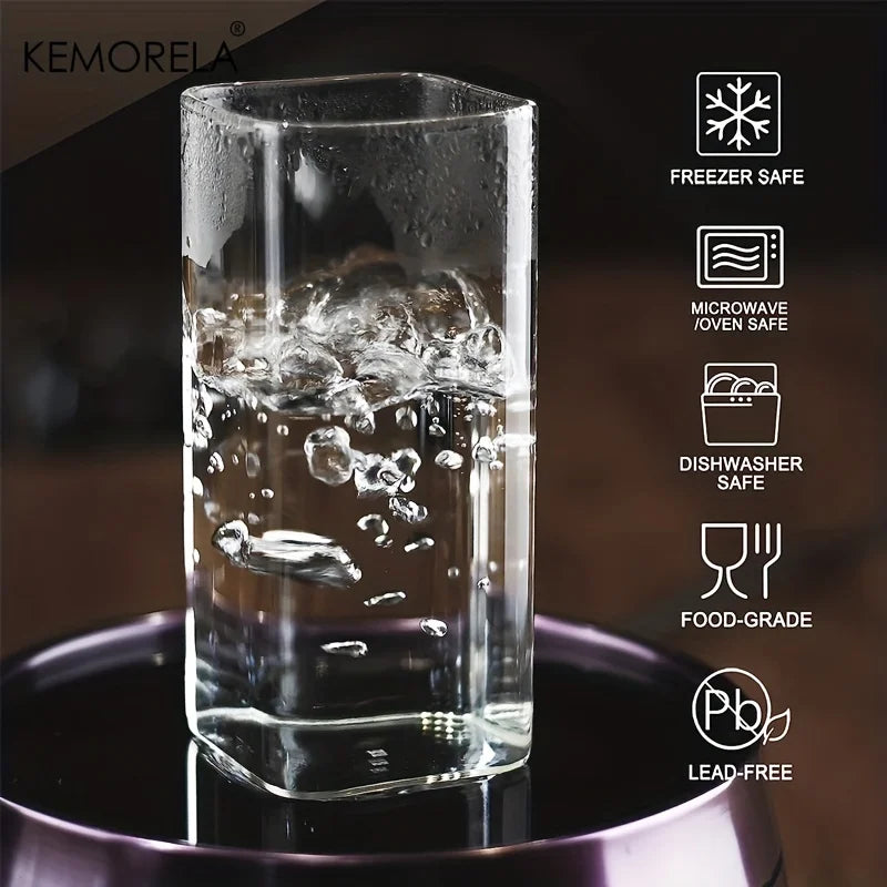 Lot de 4 verres à boire de 440 ml/550 ml, verres à highball fins, grands verres transparents pour eau, jus, bière, boissons et cocktails.