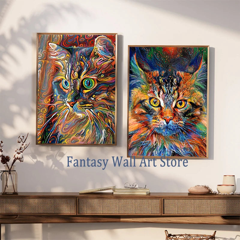 Póster de pintura al óleo de animales abstractos de vapor, pintura al óleo abstracta vintage, decoración artística de animales, impresiones en lienzo estéticas para el hogar y la habitación