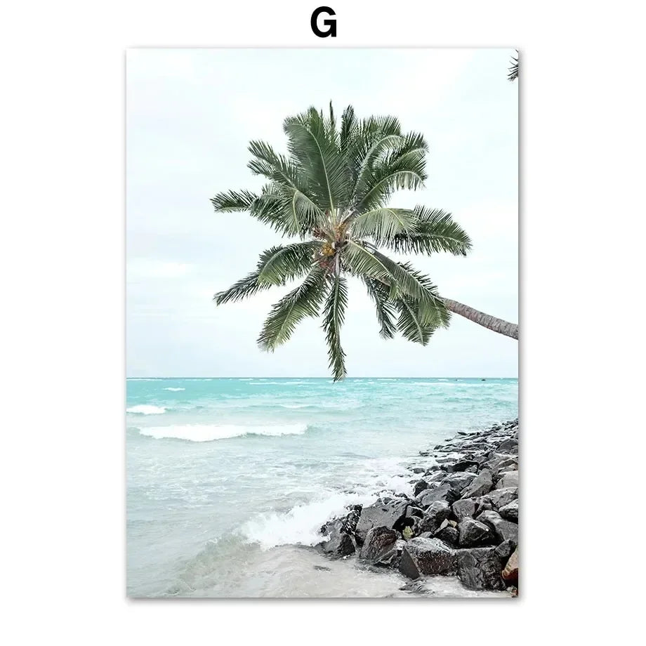 Planche de Surf Mouette Parasol Mer Bleue Tableau Mural sur Toile Affiches et Impressions Nordiques Photos Murales Pour Salon Décoration