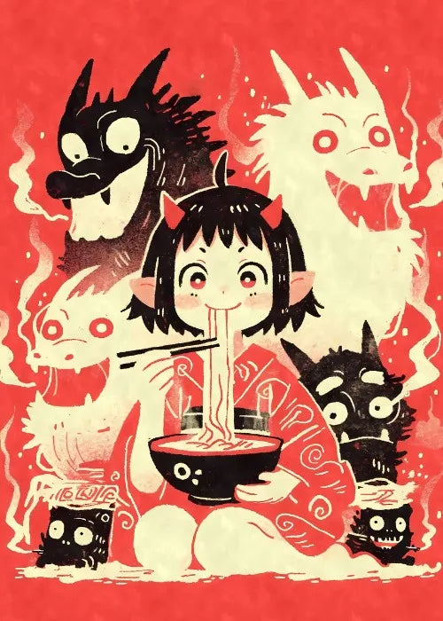Cat Ear Anime Girl Eating Ramen Poster Aesthetic Anime Ramen Art Prints Japanese Style Cartoon Decor Sexy Girl Canvas Painting