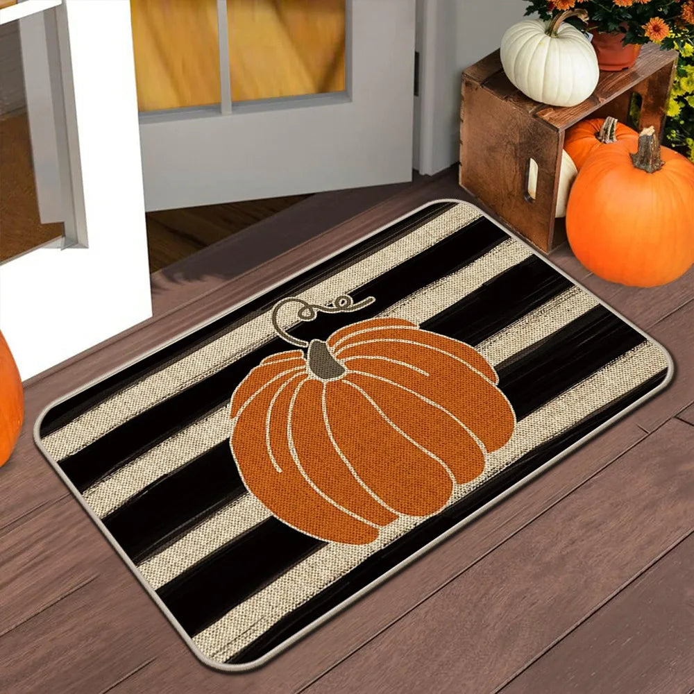 VIKAMA Alfombra de Halloween de otoño para puerta, tapete de bienvenida de Acción de Gracias, alfombra antideslizante para interiores/exteriores, decoración del hogar
