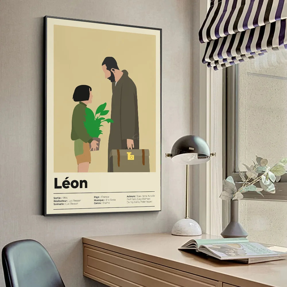 Póster Retro Vintage Minimalista de Película Leon Leon_ El Profesional Pósters HD Decoración Hogar Habitación Bar Cafetería Pintura Mural Artística