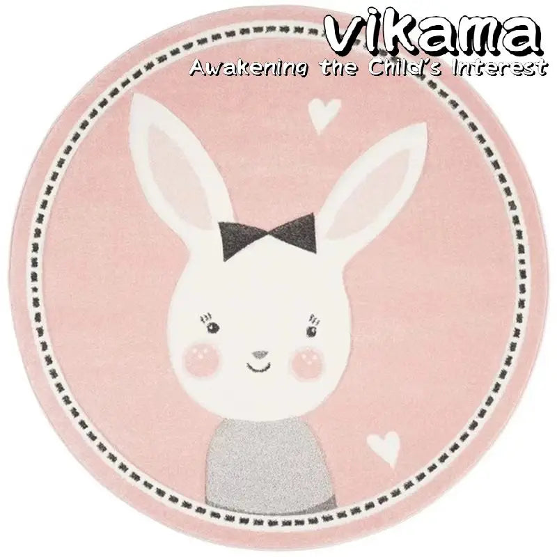 Alfombra redonda de imitación de cachemira con dibujos de animales VIKAMA para sala de estar, dormitorio, cabecera de sofá, alfombra decorativa antideslizante lavable