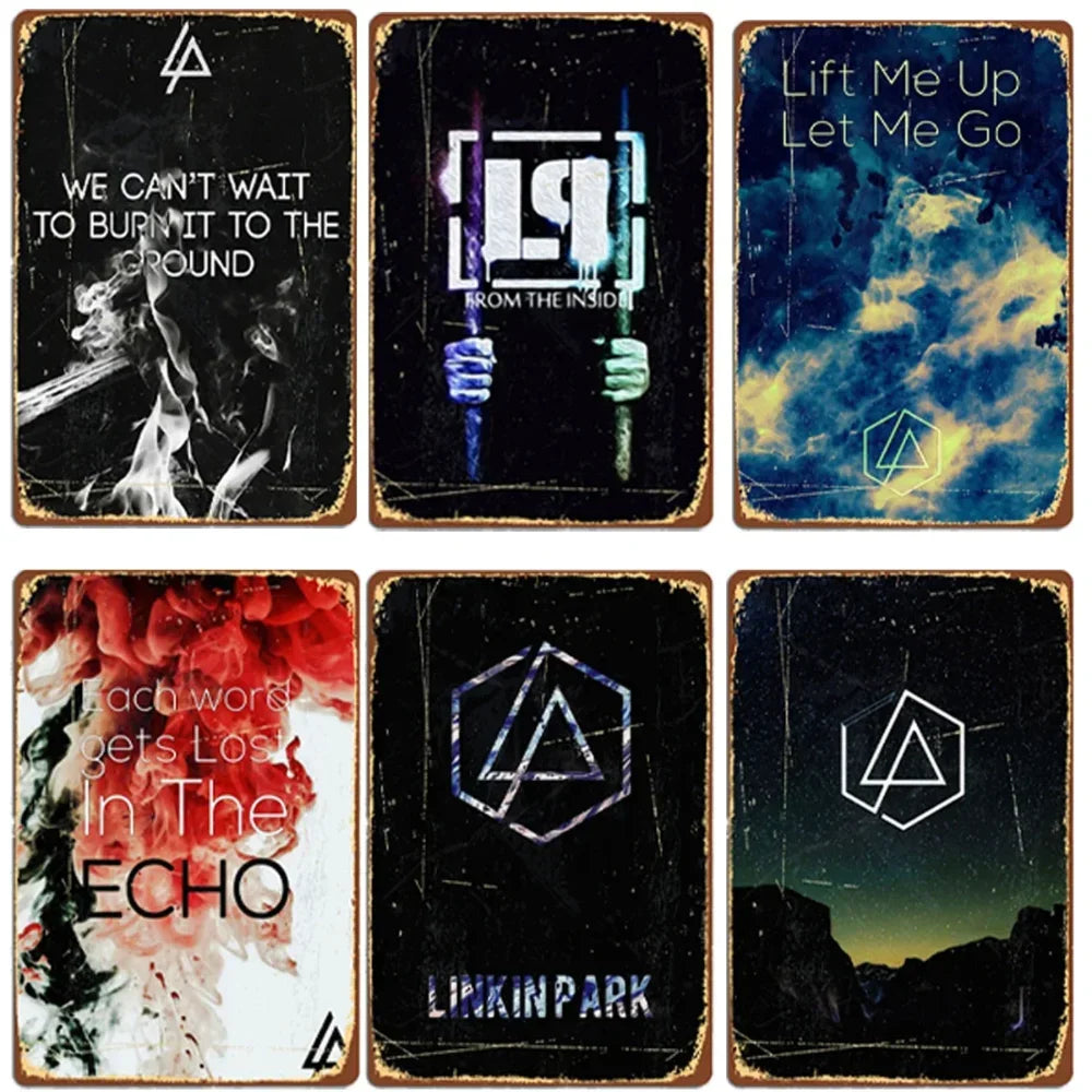 Linkin P-Park Tin Sign Plates by MusicCharmDecor - Retro Metal Posters with Iconic Lyrics & Stage Art, Stylish Design