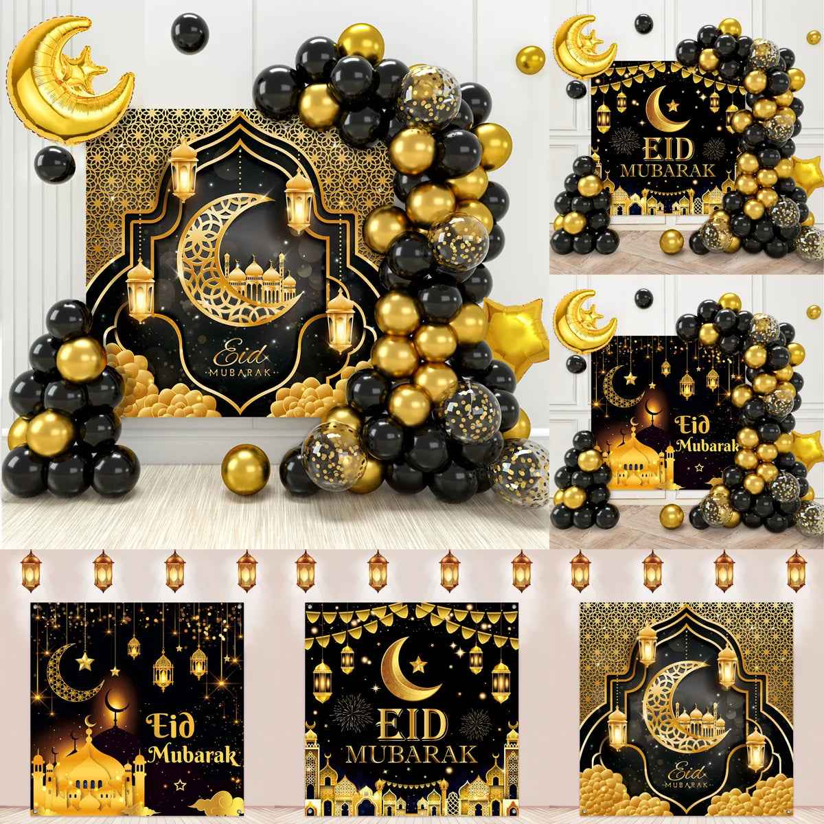 Lot de ballons Eid Mubarak pour le ramadan, décoration de ramadan Kareem, fournitures de fête musulmane islamique 2025