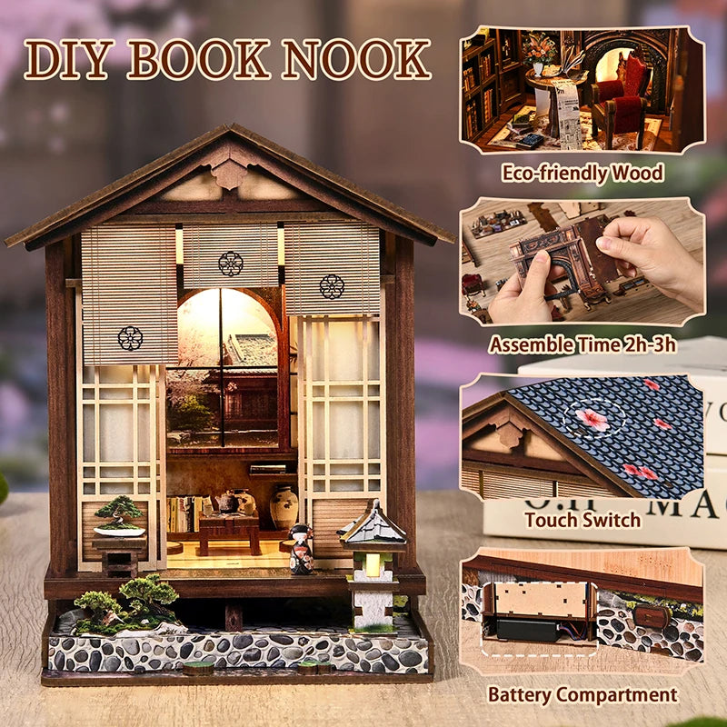 Nouvelle lampe à mousse et serre-livre en bois DIY 3D - Puzzle de maison miniature à assembler à la main, décoration d'intérieur, Noël, Black Friday