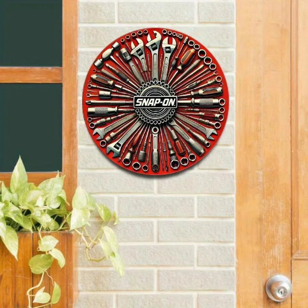 UniqueVintage - Cartel decorativo de pared de aluminio con diseños de herramientas, llave inglesa y destornillador - Ideal para la decoración del hogar y bares