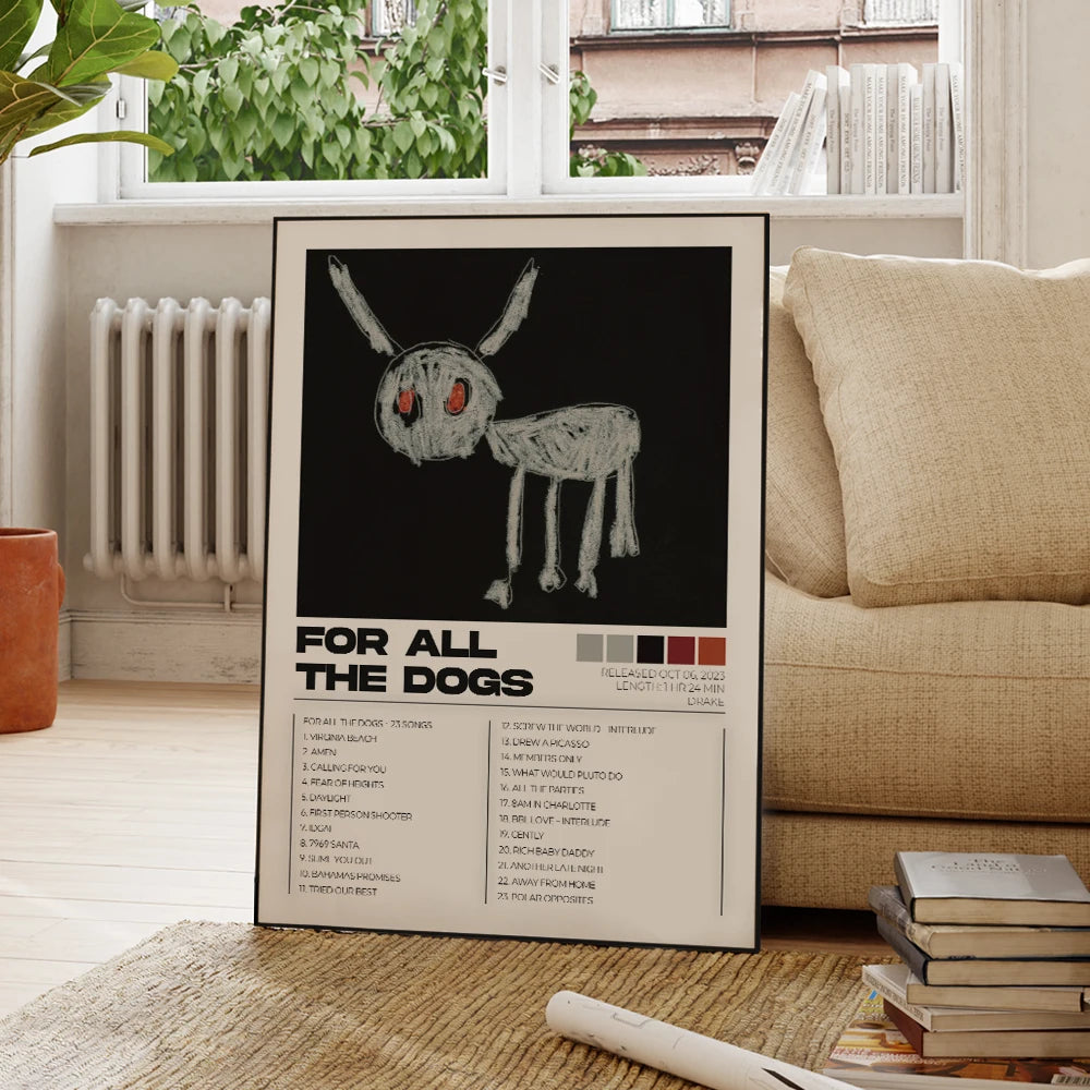 Álbumes Modernos de Drake Arte de Portada Canciones Música Rap Raperos Lienzo en Marco de Aluminio Pósteres Para Sala de Estar Decoración del Hogar