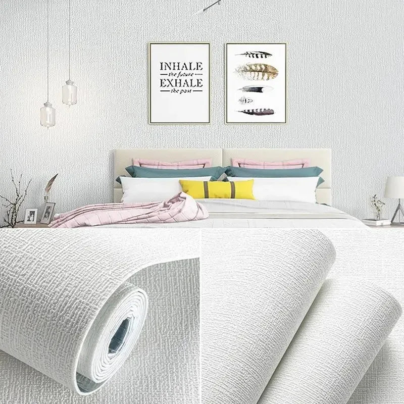 Panel de pared de espuma autoadhesivo de 50 cm de ancho 3D de lino PVC texturizado, impermeable, insonorizado, removible para sala de estar, dormitorio, decoración del hogar