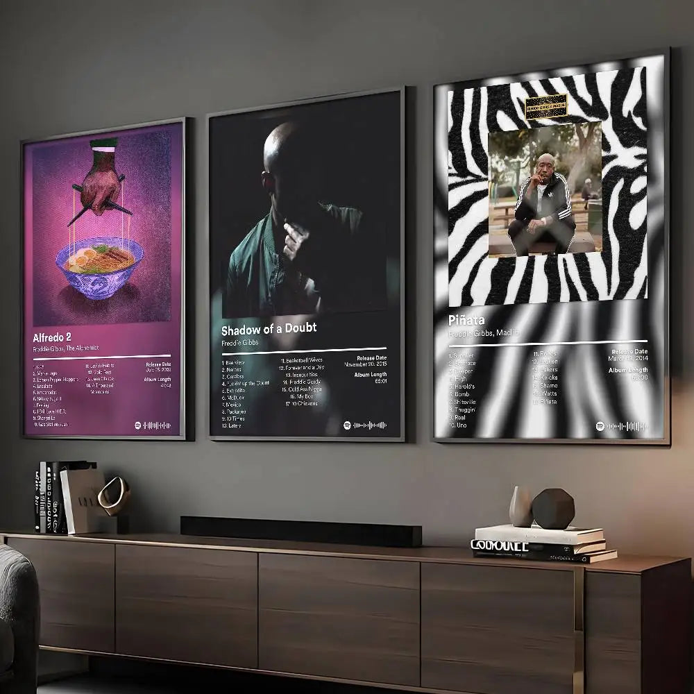 Póster del rapero Freddie Gibbs "Alfredo 2" - Impresión de arte de pared adhesiva, impermeable, para sala de estar, dormitorio, bar, decoración estética
