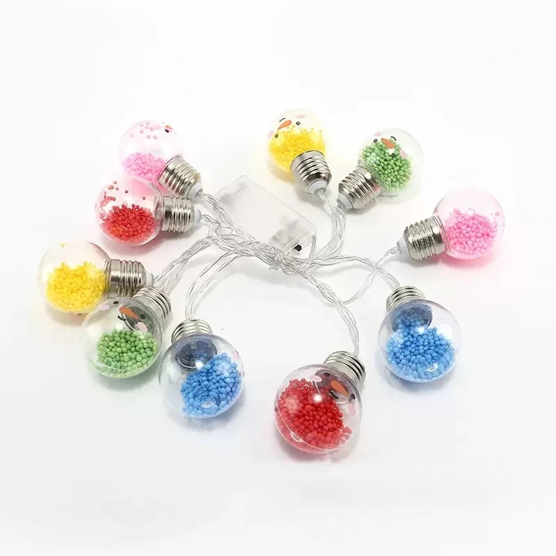1 ud. 1,5 M10LED Guirnalda de luces de Navidad con bombillas y bolas sonrientes, Lámpara decorativa de árbol de Navidad, Luces de hadas para habitación, Fiesta de cumpleaños