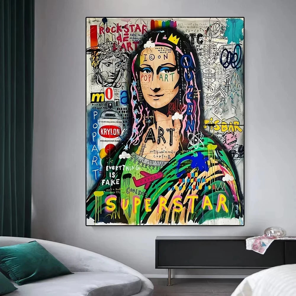 Art mural esthétique graffiti moderne Banksy Pop Portrait HD Toile Affiches Impressions Décoration Chambre Salon Cadeau