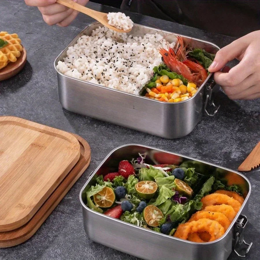 Fiambreras de acero inoxidable 304, recipientes sellados, caja de sushi portátil, bento para acampada, vajilla, portador de alimentos a prueba de fugas