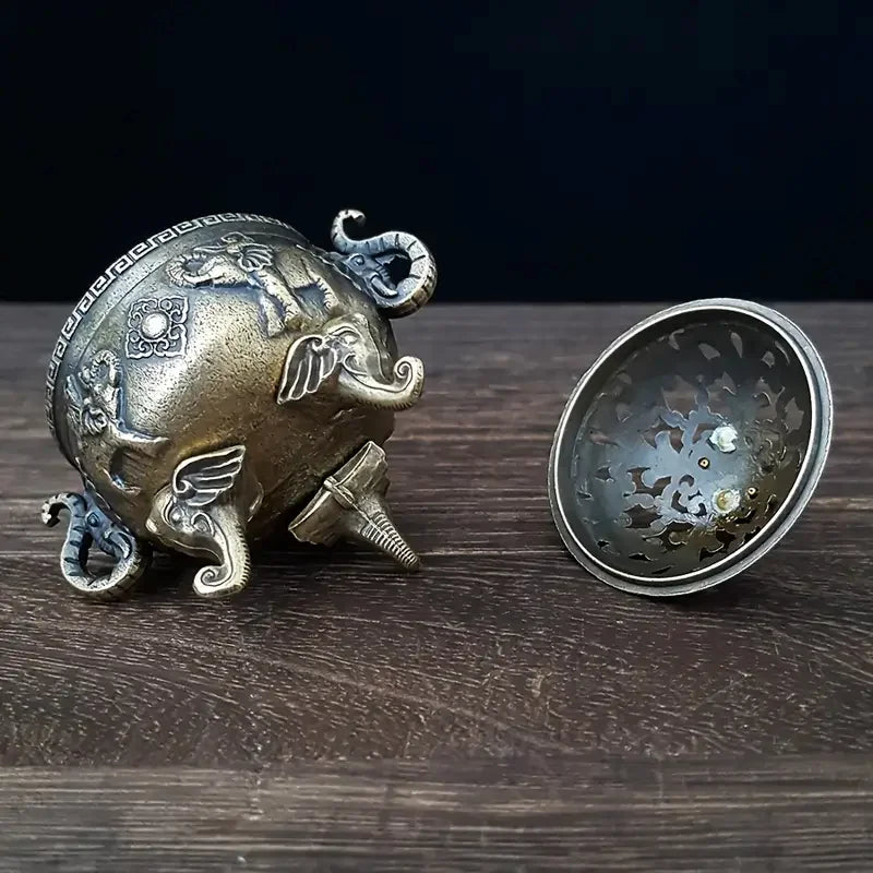 Encensoir Éléphant à Trois Pieds en Métal, Décoration d'Intérieur, Accessoire d'Aromathérapie, Polyvalent pour la Méditation