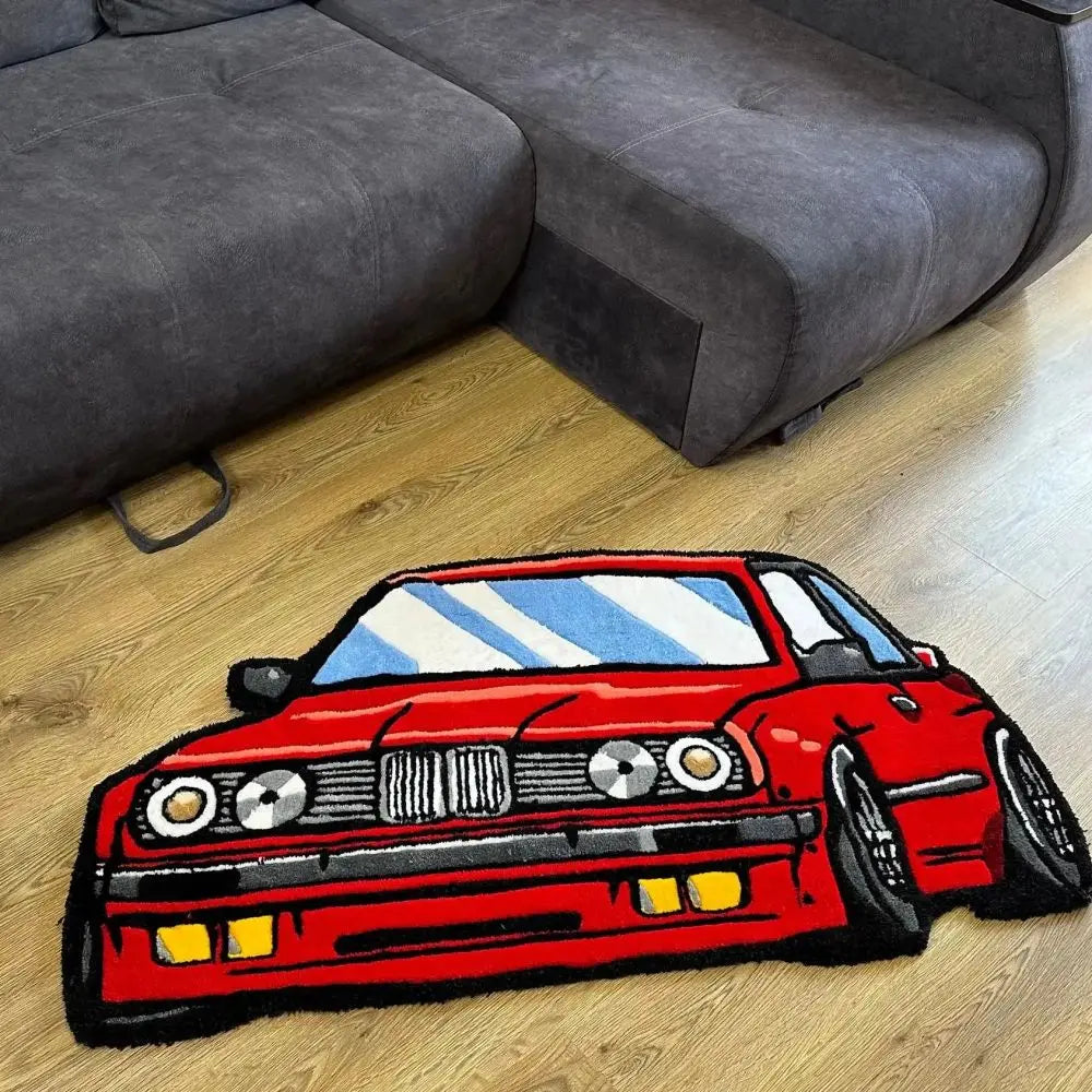 Alfombra de peluche con forma de coche VIKAMA, decoración creativa para sala de estar y dormitorio, alfombrilla antideslizante y absorbente para el suelo, decoración del hogar