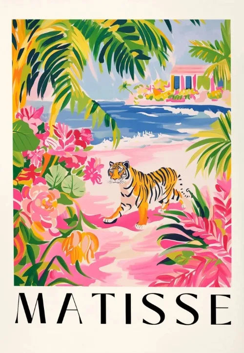 Matisse Animals in The Bathroom Poster Wild Animals Matisse Art Painting Wall Decor Colorful Wall Decoration Canvas Prints Gift