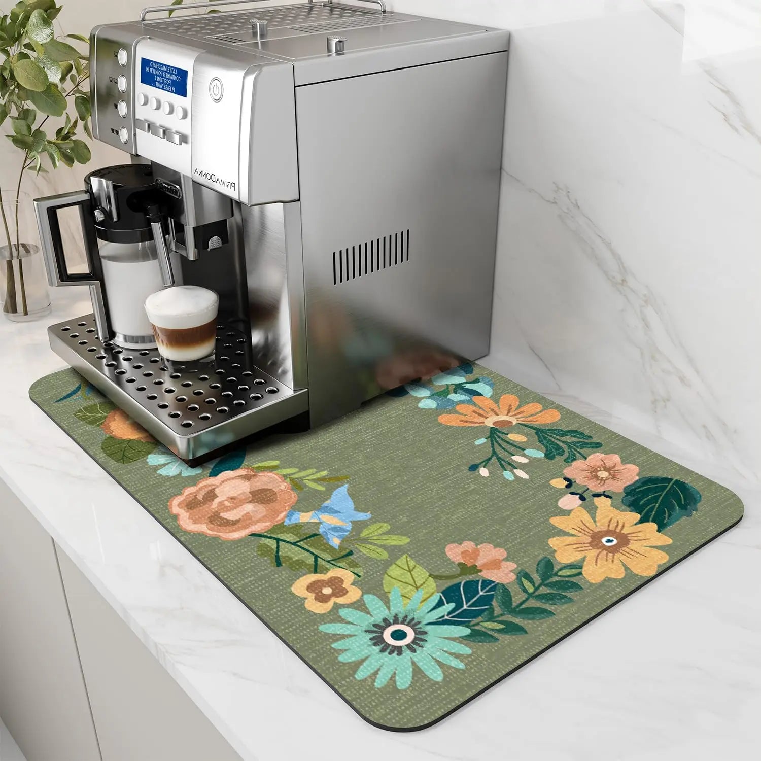 Alfombrilla para máquina de café VIKAMA, con reverso de goma, absorbente de agua, alfombrilla de secado de platos, alfombrilla de drenaje para encimera de cocina, decoración del hogar
