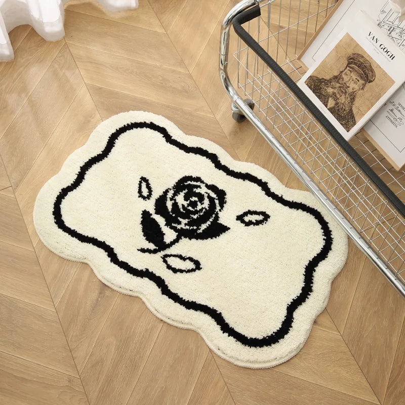 Alfombra de imitación de cachemira, estilo nórdico, en blanco y negro, VIKAMA, cómoda, aislante, para porche, entrada, baño, alfombra para puerta, decoración del hogar