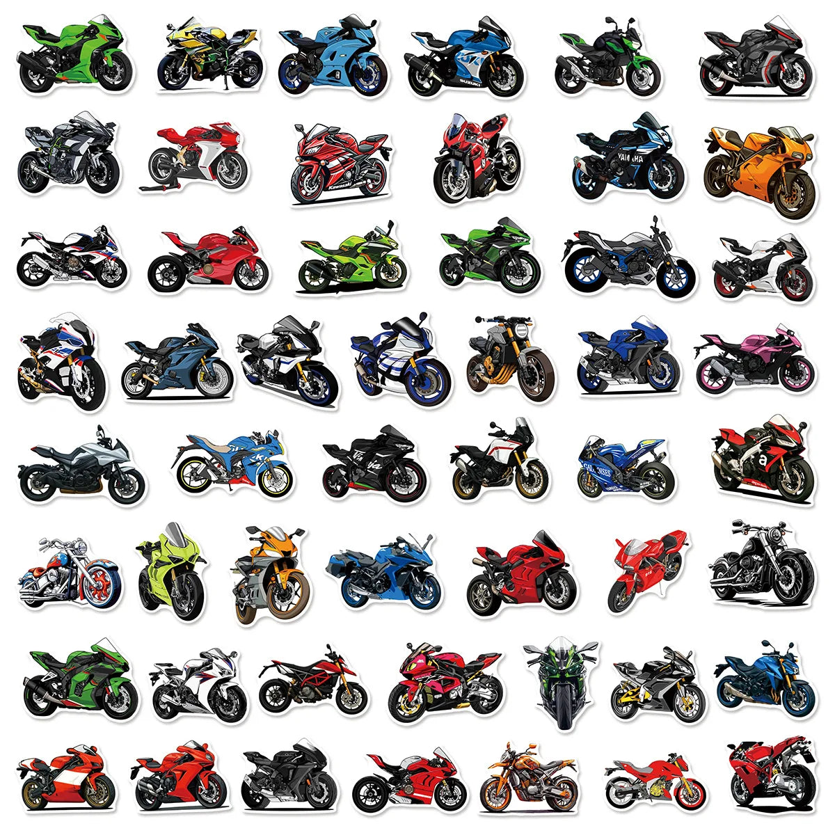 50/100 autocollants de moto de dessin animé Graffiti autocollants décoratifs pour bagages, cahiers, voiture, papeterie imperméable