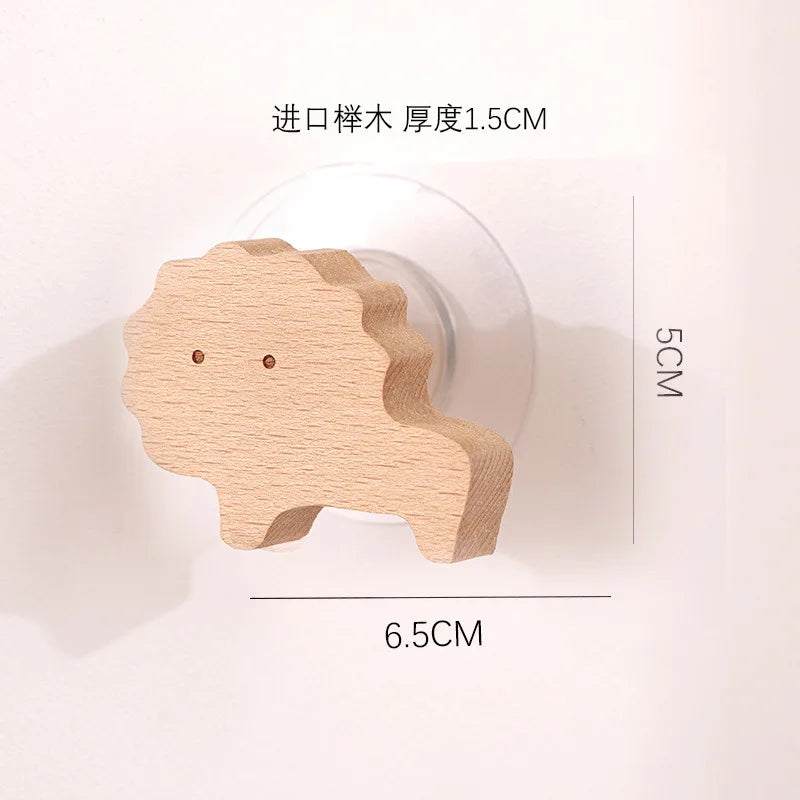 Ganchos decorativos de madera de estrella y luna. Bonitos ganchos adhesivos de pared con dibujos de animales. Llavero para la pared del hogar y decoración.
