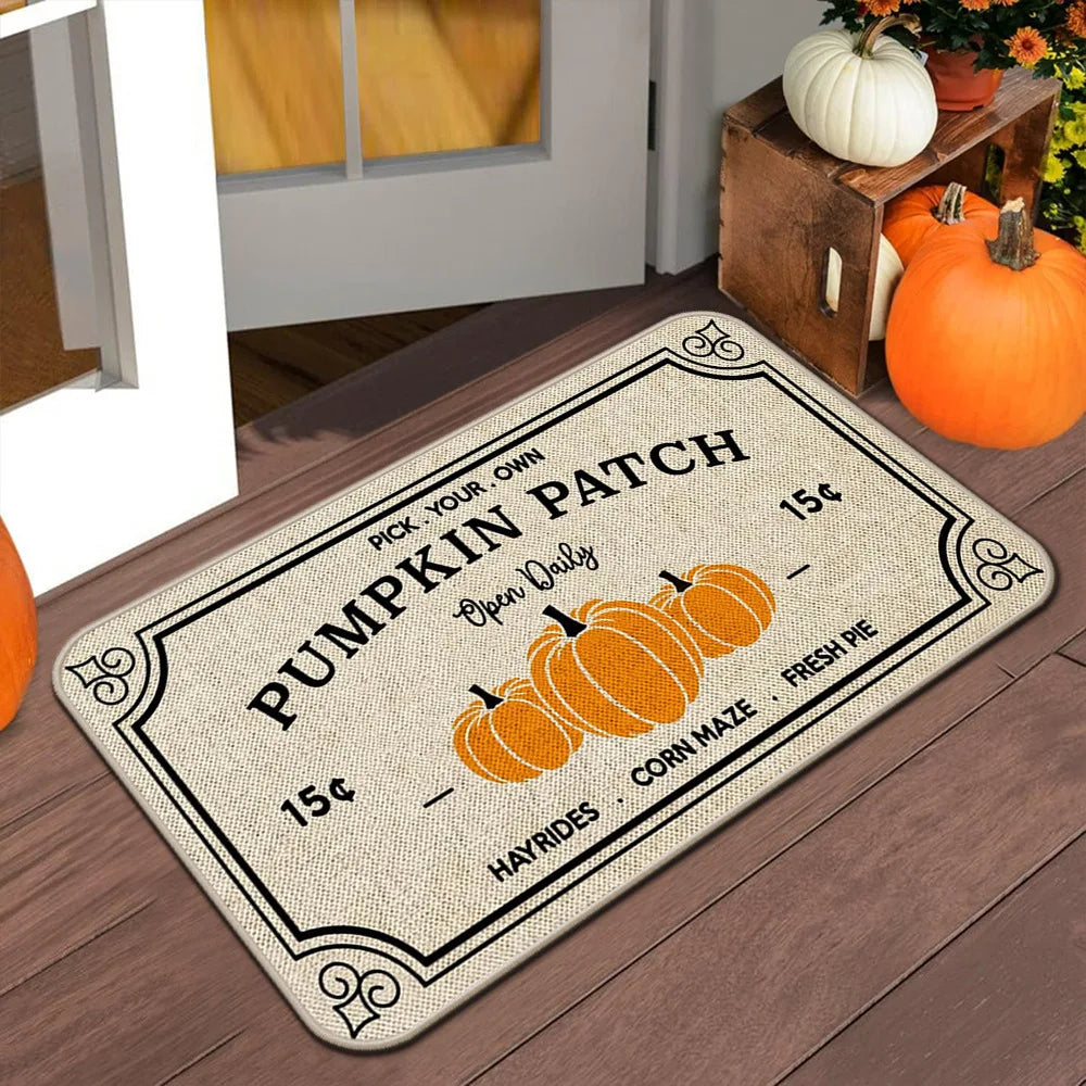VIKAMA Alfombra de Halloween de otoño para puerta, tapete de bienvenida de Acción de Gracias, alfombra antideslizante para interiores/exteriores, decoración del hogar