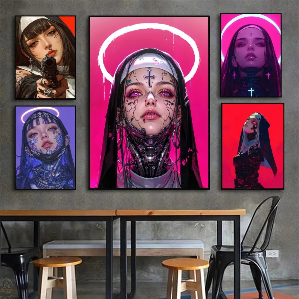 A-Anime Nonne Affiches HD Affiches Maison Chambre Bar Café Décor Art Peinture Murale Image