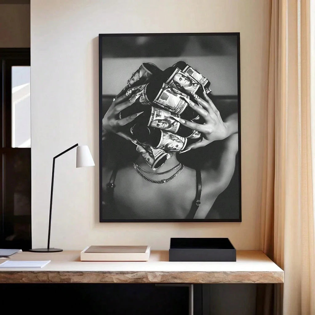 Toile de fond murale de mode, impression de poster, art simple en noir et blanc, peinture tendance, convient pour dortoir, décoration d'intérieur moderne