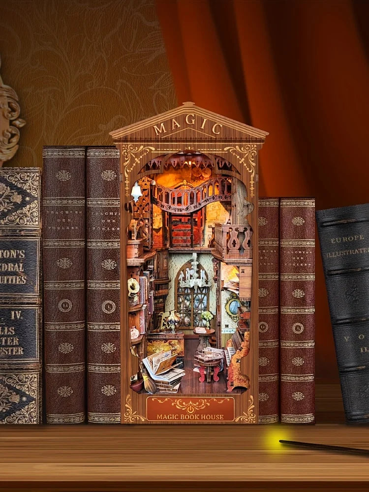1 unidad, kit de casita de libros DIY, kit de modelo para montar, decoración para estanterías, micromodelo de decoración del hogar, el regalo perfecto para adolescentes y adultos