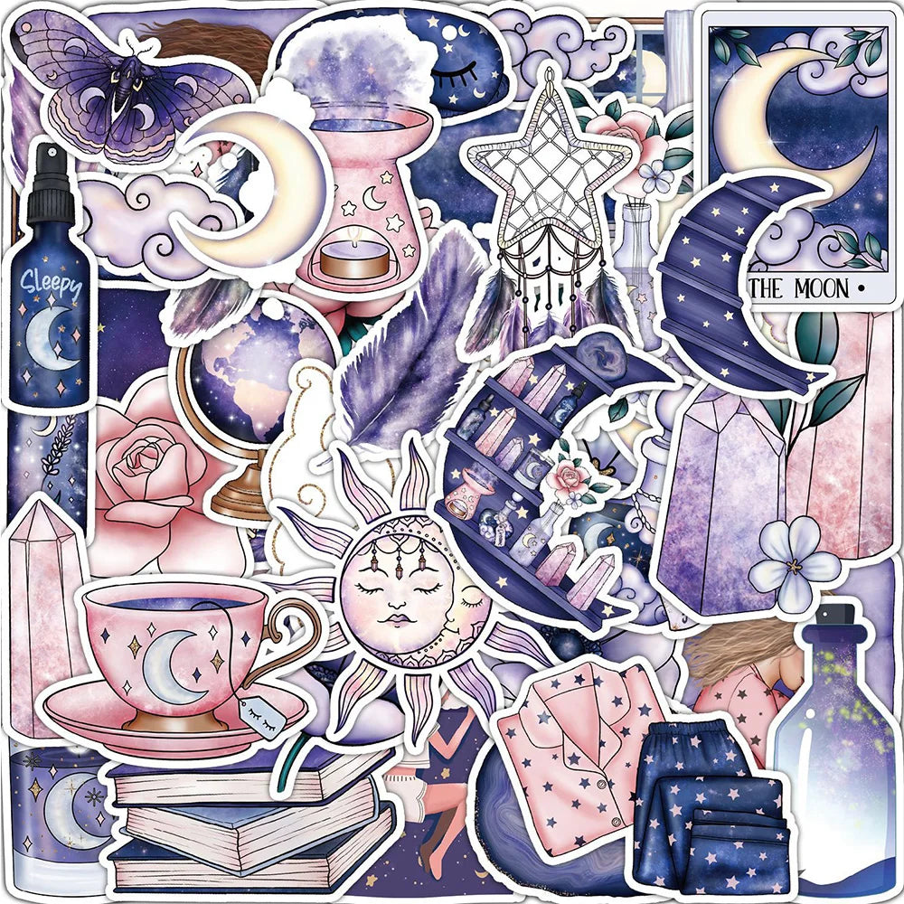 10/30/50 pièces mignonnes sorcières magiques lune gothique esthétique autocollants Art dessins animés décalcomanies ordinateur portable Scrapbook valise Graffiti autocollant jouet