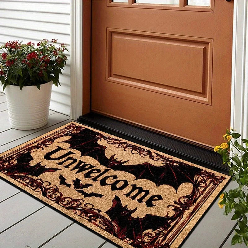Tapis d'Halloween VIKAMA, Tapis de sol antidérapant pour porte, motif chauve-souris, tapis d'extérieur de la série sombre, décoration intérieure