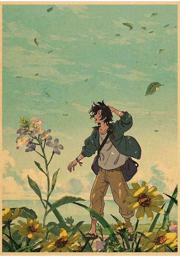 Umibe No Etranger Póster Anime Arte de Pared PÓSTER RETRO vintage papel kraft Pinturas Impresiones Imagen Para Niños Decoración Habitación Hogar Regalo