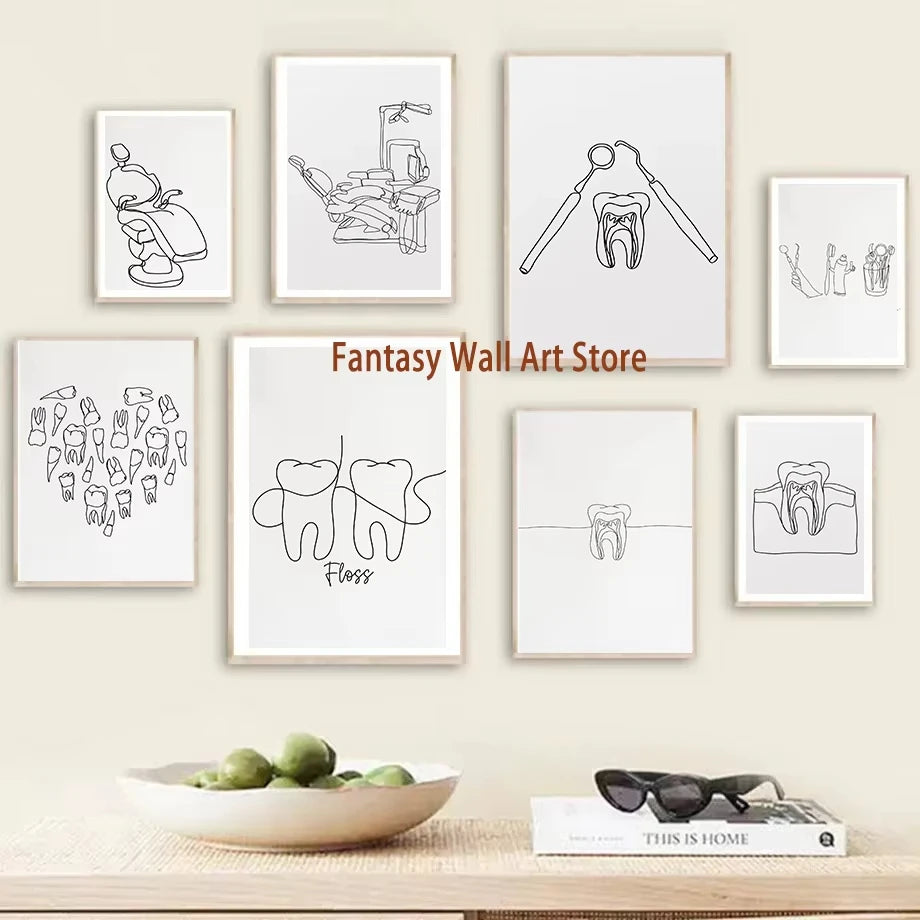 Dental Appliances for Dental Health Minimalist Teeth Dentistry Decor Canvas Painting Wall Picture Dental Hospital Wall Art Decor