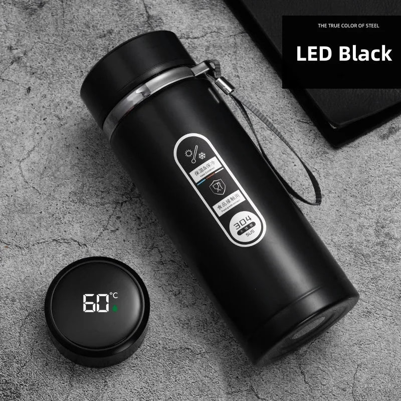 Botella Termo de Acero Inoxidable de 500 ml a 1 litro con Pantalla LED de Temperatura, Botella de Agua para Té Sus304, Termo al Vacío, Vasos Portátiles