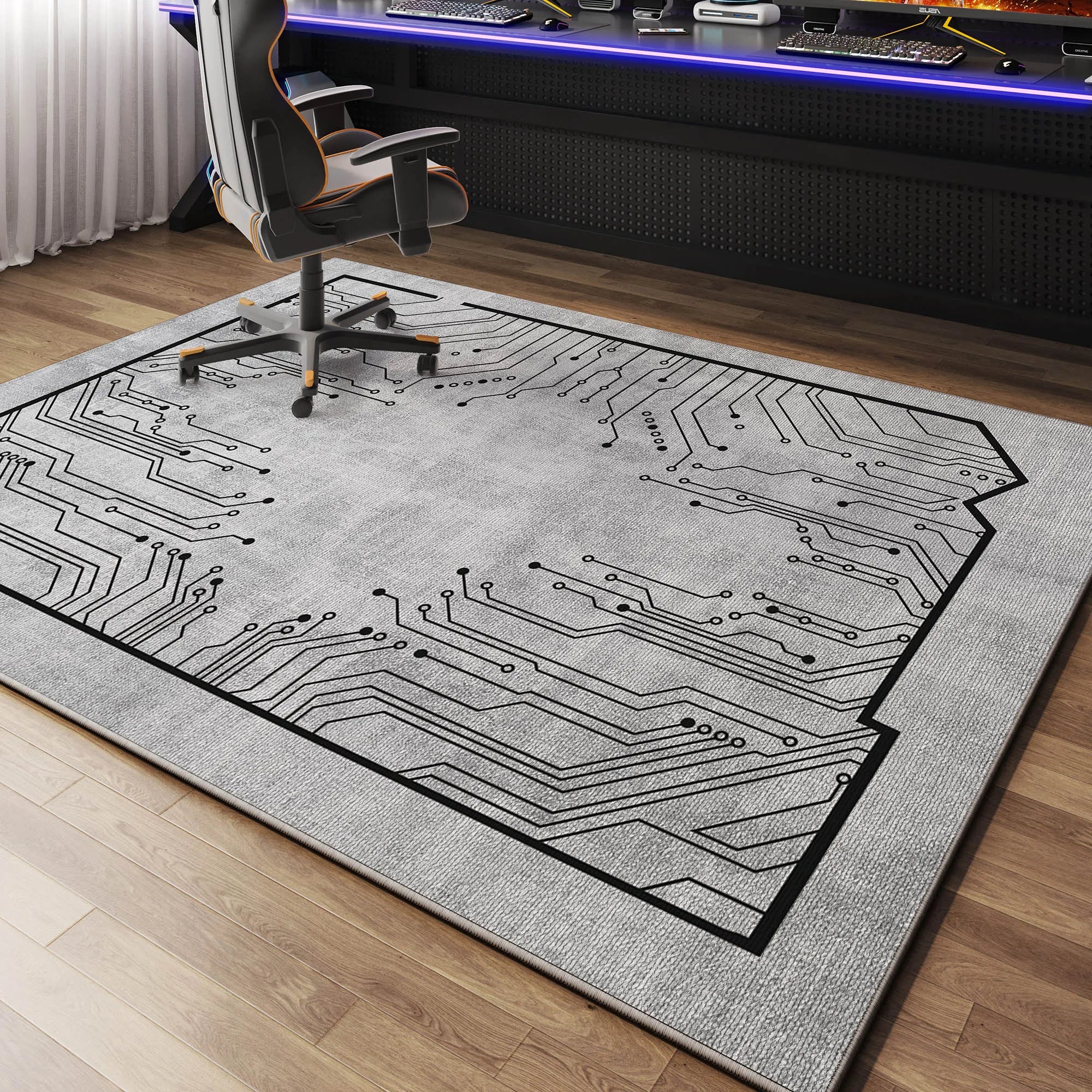 Alfombra de lujo para sala de juegos casual VIKAMA, alfombrilla antideslizante para silla de oficina y dormitorio silencioso, alfombra para dormitorio masculino, decoración del hogar