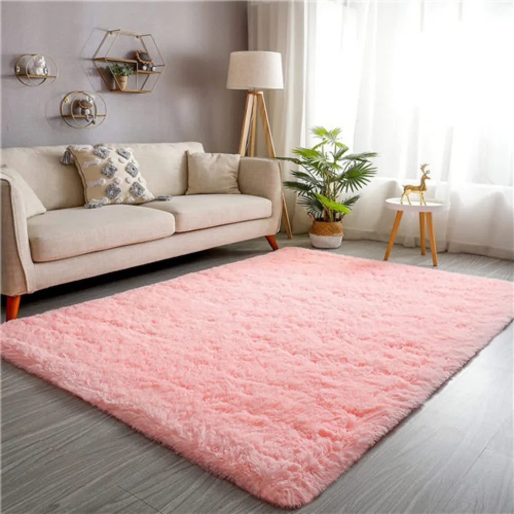 VIKAMA Alfombra de felpa suave y acogedora color malva para sala de estar, alfombra de felpa estilo escandinavo Ins para dormitorio, alfombra de decoración para el hogar