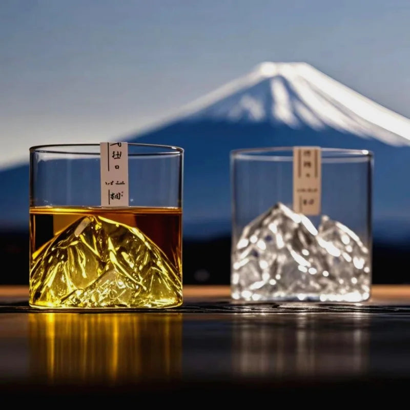 Tasse à thé japonaise en verre Glacier Mountain Mont Fuji Tasse à thé en verre résistant à la chaleur Bureau Pratique Rétro Verre à vin Tasse à whisky Maison