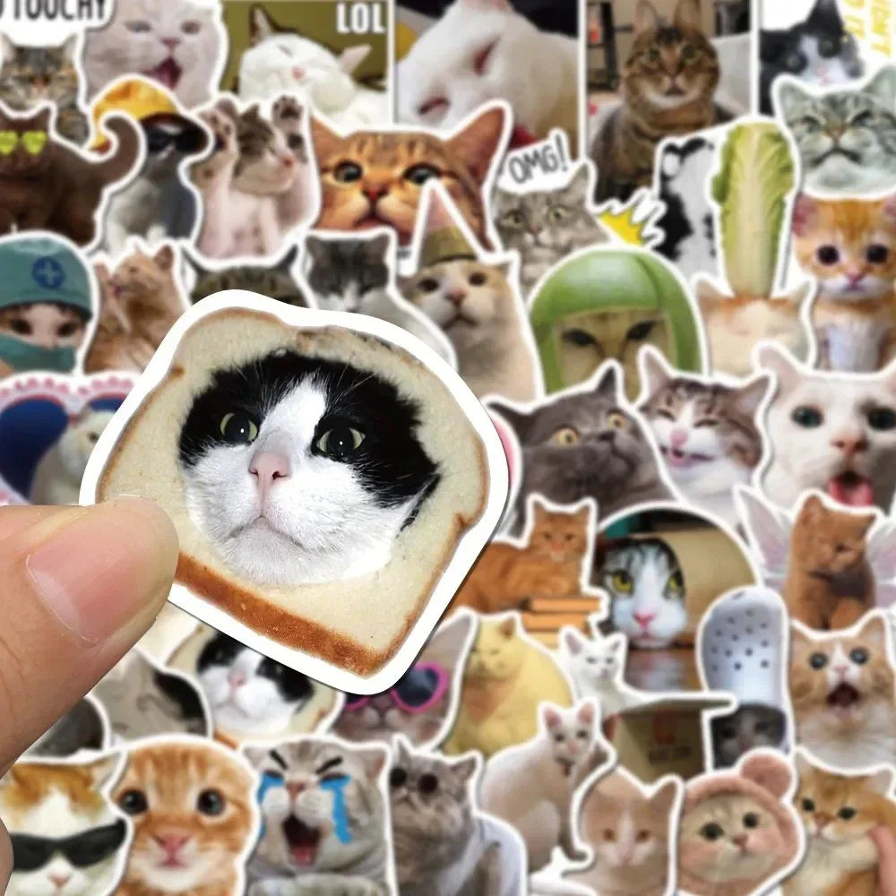Paquete de 50 pegatinas Kawaii de gatos divertidos, impermeables para ordenador portátil, teléfono, álbum de recortes, motocicleta, coche, calcomanía coreana para juguetes de niños