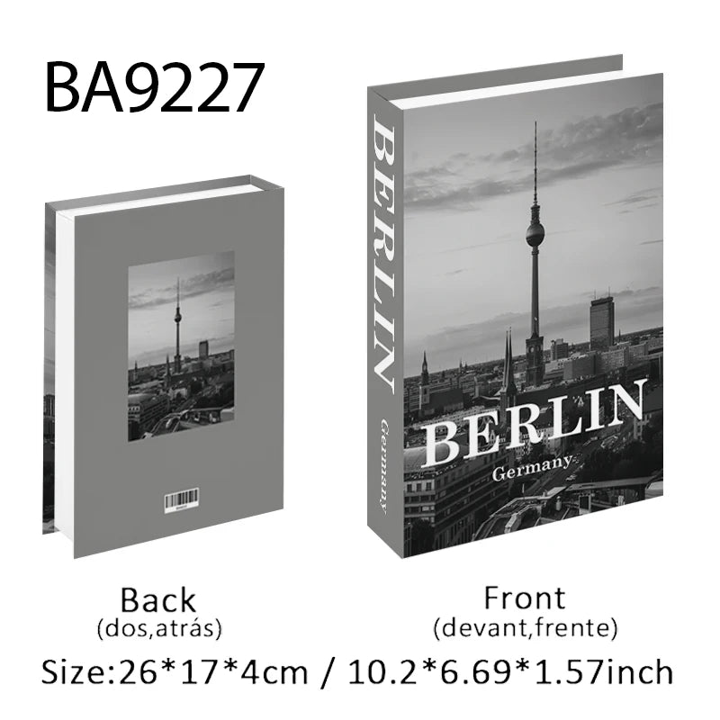 Paris New York Luxury Decorative Books Home Decor Fake Book Storage Box Shelf Ornament Coffee Table Bedroom Interior Decoration
