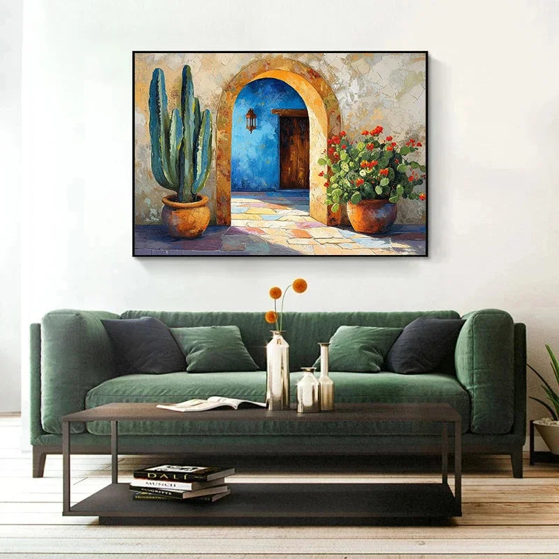 Arte de pared de México colorido vintage, pintura tradicional de la vida en el mercado, póster impreso en lienzo HD, decoración para sala de estar, dormitorio
