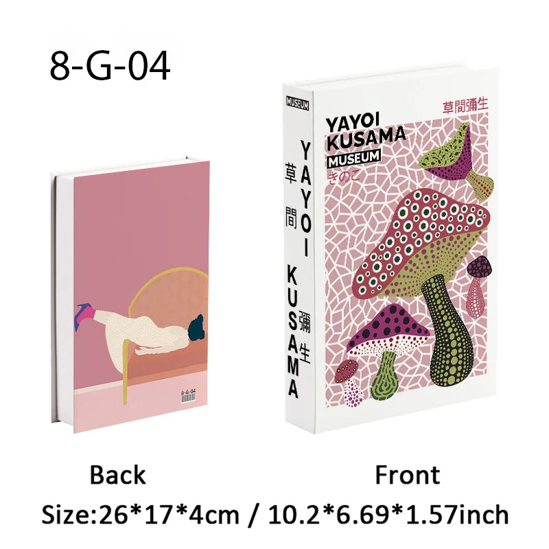 Yayoi Kusama Libros Decorativos de Lujo Abríbles Caja de Almacenamiento de Libros Falsos Adornos de Decoración para el Hogar Decoración de Mesa de Escritorio para Habitación Japonesa