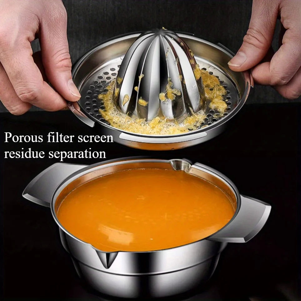 Exprimidor manual de acero inoxidable para limones y naranjas, prensador de cítricos con tazón y colador para extracción de jugo fresco