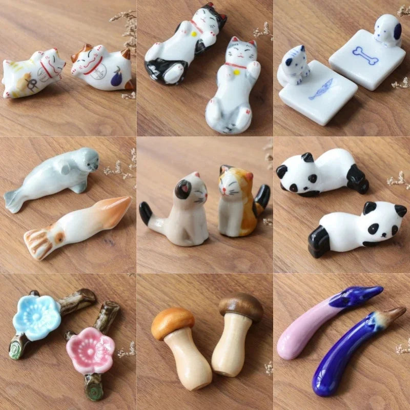 2 unids/Set Almohada de Palillos Reposapalillos Decoración del Hogar Nuevo Soporte Coreano de Palillos de Gato Tenedores Soporte de Palillos Cuchara