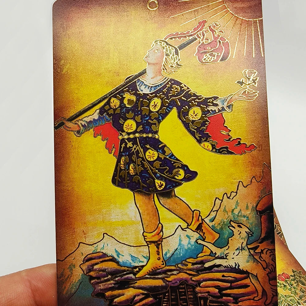 Nouvelle Arrivée Superbe Jeu de Cartes en Plastique Tarot Vintage 3D Luxe Cartes de Divination Imperméables Glaçées avec Effet Pailleté